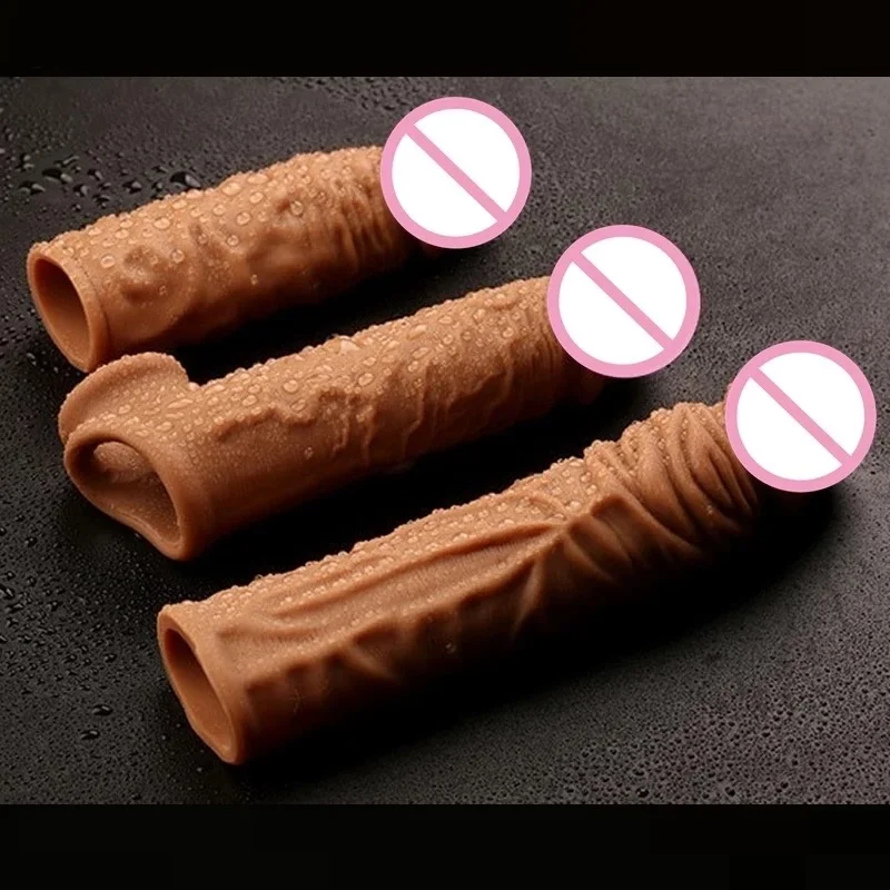 2022 Hot Selling Sex Toys Silicone Reusable Big Dildo Sexy Penis Sleeve Extender Enlargement Condoms for Men