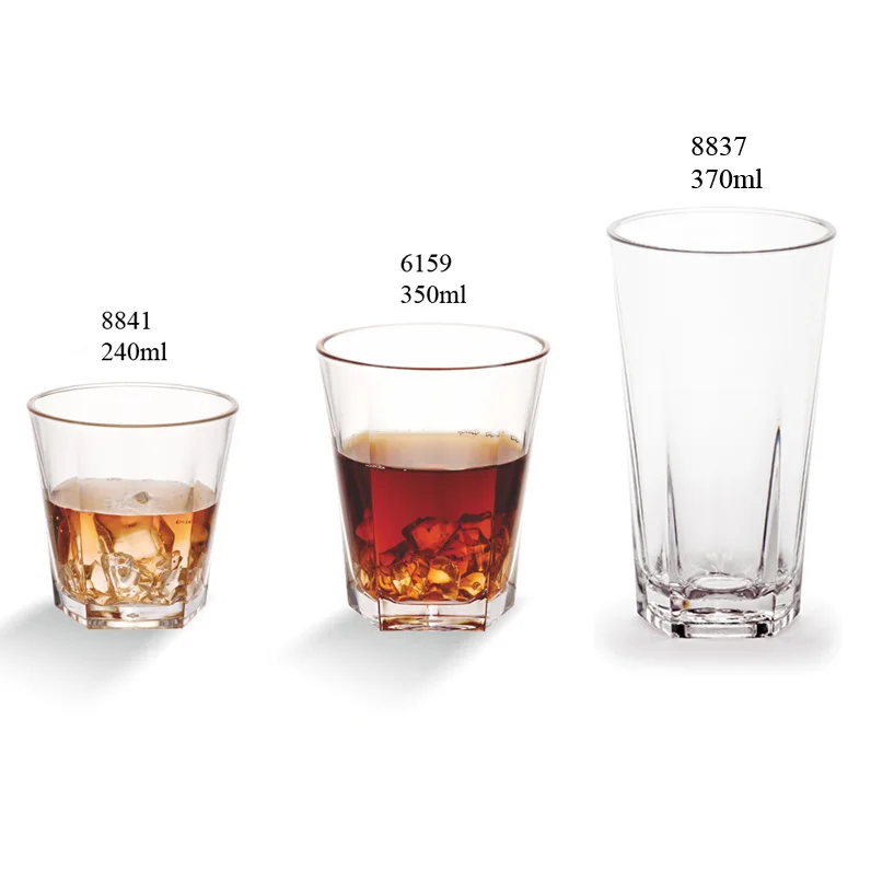 8oz Polycarbonate Drinking Glass Plastic Restaurant Glass Round Unbreakable Drinking Glass