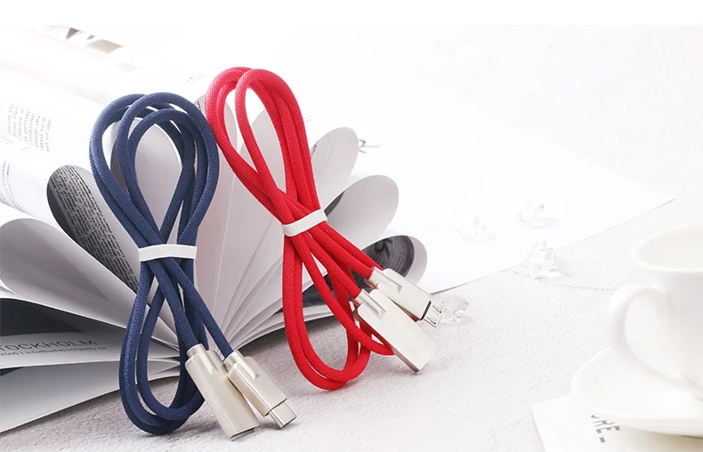 
1M 2.4A Fabric Zinc alloy Braided Data USB Cable Set For IPhone wholesale fast charging type c data cable 