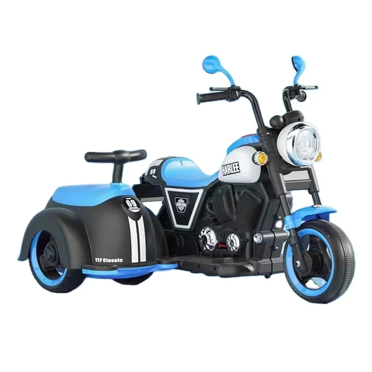 2024 390 Motor Early Education Car Kids 3 Wheel Two seats Ride on Toy Motorcycle with Remote Control