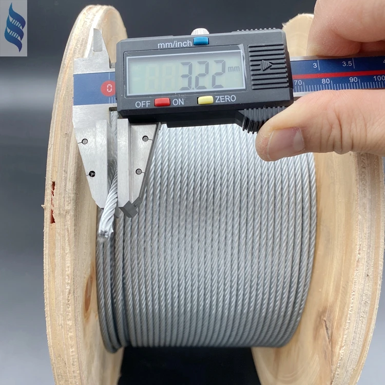 Electric galvanized steel wire rope aircraft cable 7x7-2.38mm 3/32'