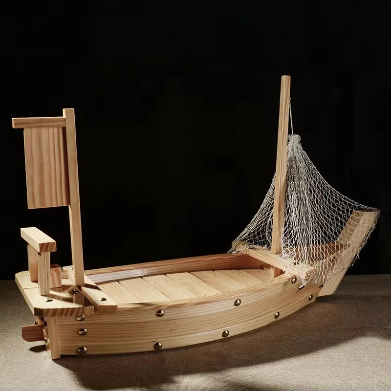 Most Popular Sushi Sashimi Platter Cuisine Wooden Boat for Sushi for Sashimi Board Seafood