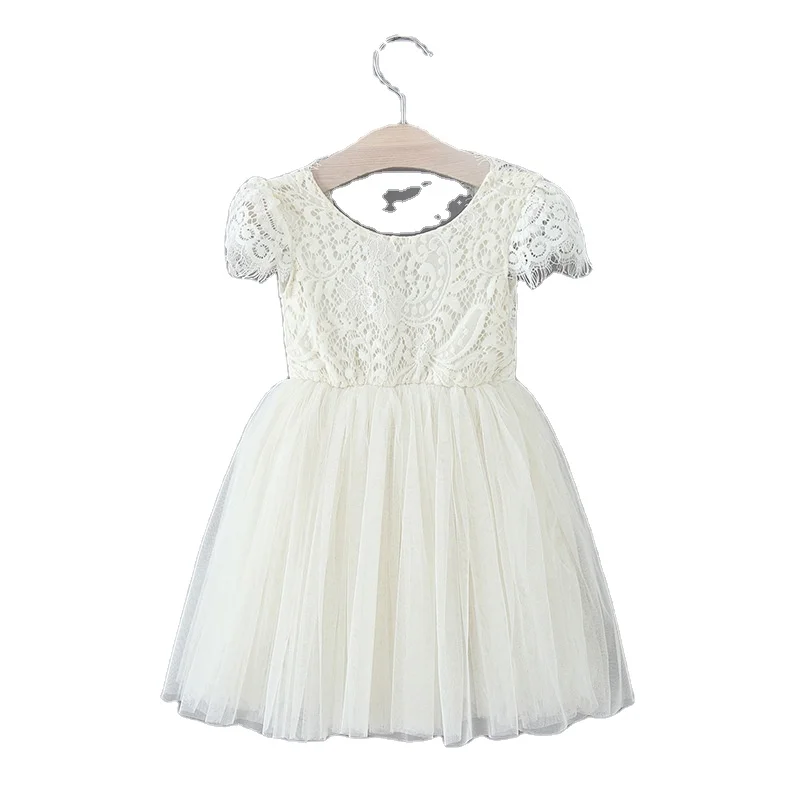 Manufacturer Supplier China cheap Exquisite  cotton children girls white lace dress mash dress patterns for girls