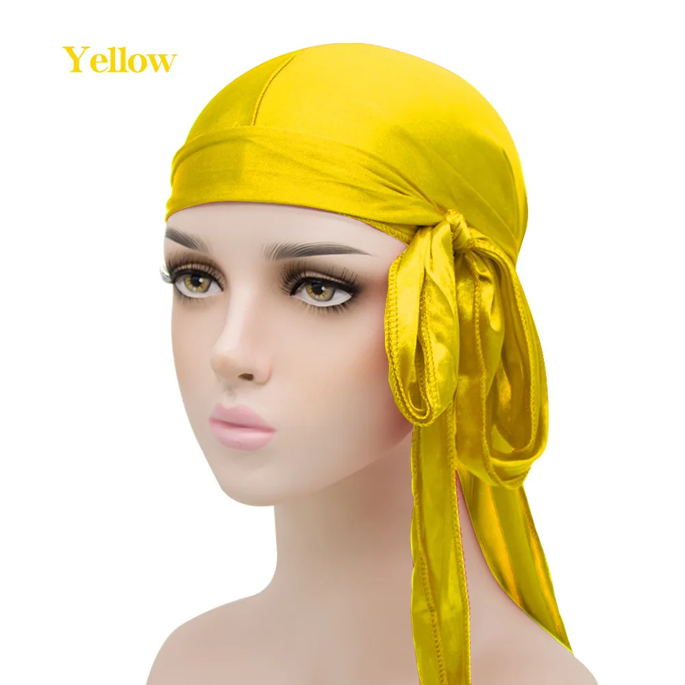 Cheap high quality  silk long tail headscarf halo turban hat for men and women Silk Pirate neutral wind headscarf hat