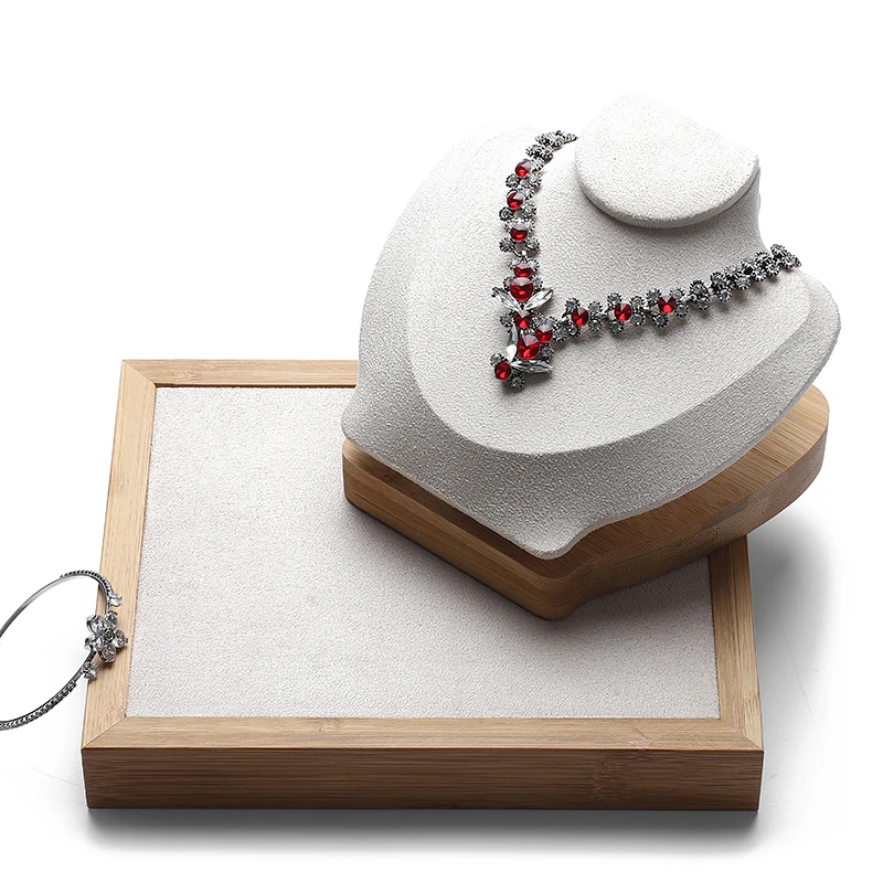 DIGU Europe High quality PU leather jewelry display necklace bust wood necklace and earring jewelry display mannequin