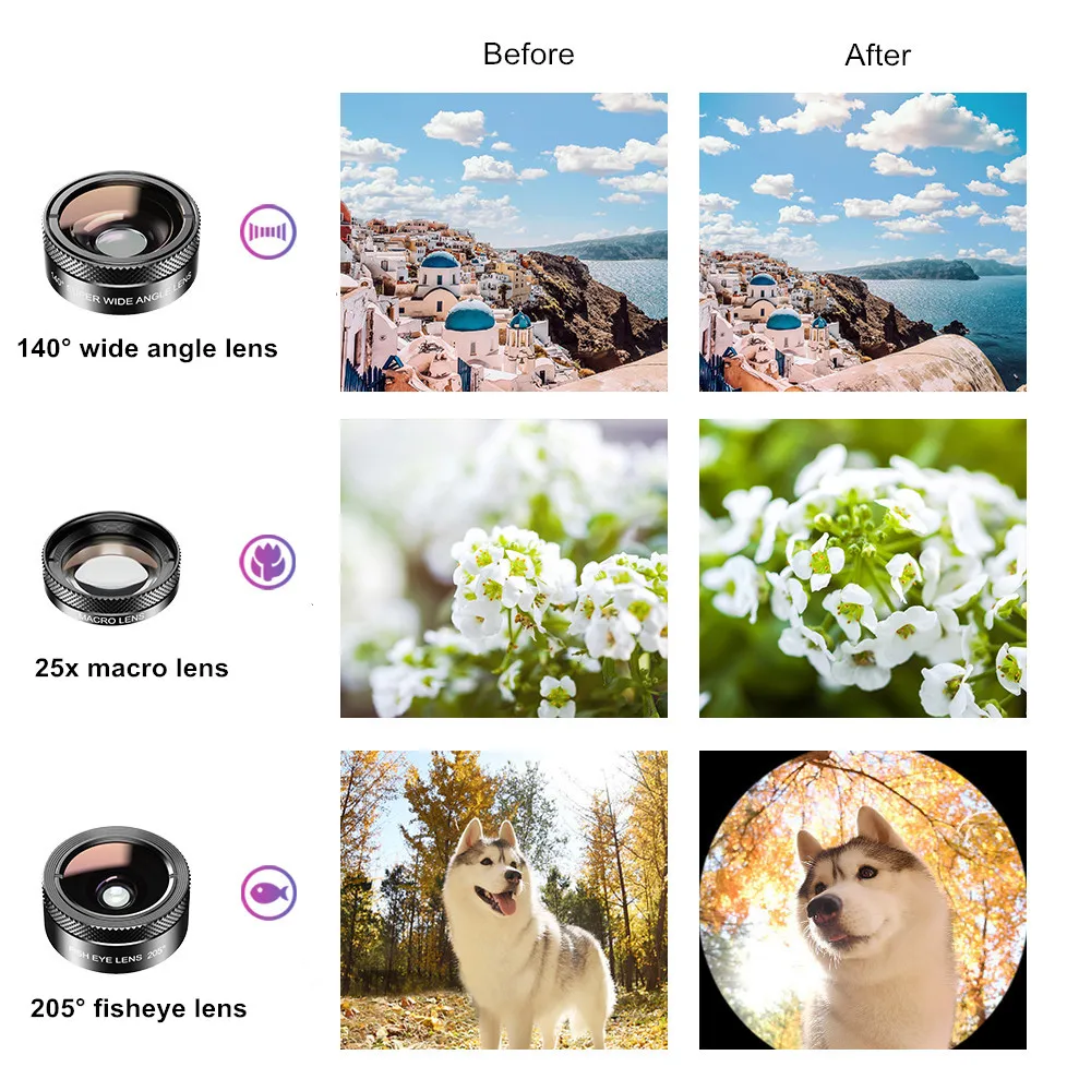 Apexel New 11 in 1 filter mobile camera lens kit, wide angle/ Macro/ Fisheye/ CPL/ ND/ star/kaleidoscope