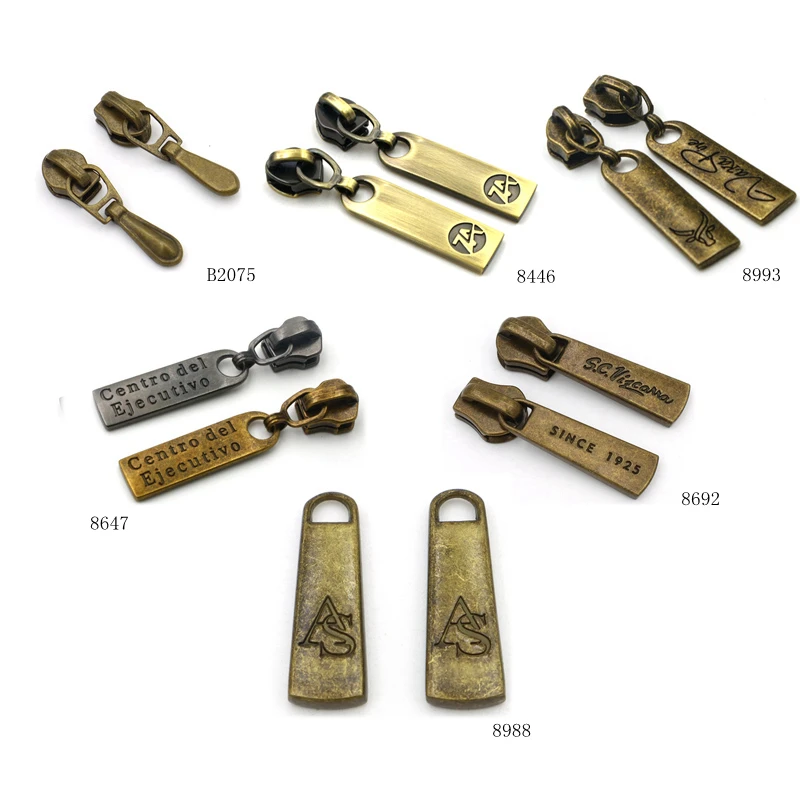 Leather Bag Accessories Regular 5# Metal Zip Puller Custom Zipper Puller with Slider