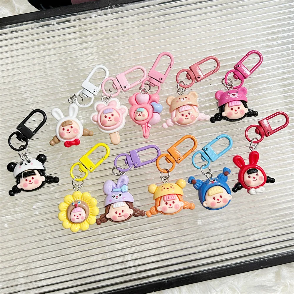 2024 new products Cartoon Sweet and Versatile Multi Girl Pendant Student School Bag Keychain Flower Bear Colorful Accessories