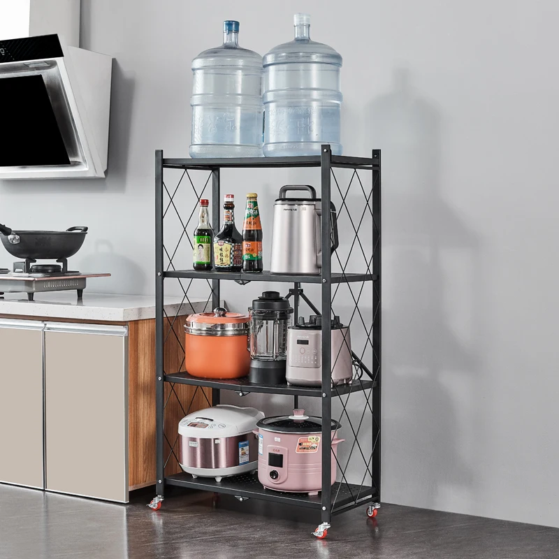 
Display shelves/4 layer metal mobile folding storage shelf /kitchen organizer rack 