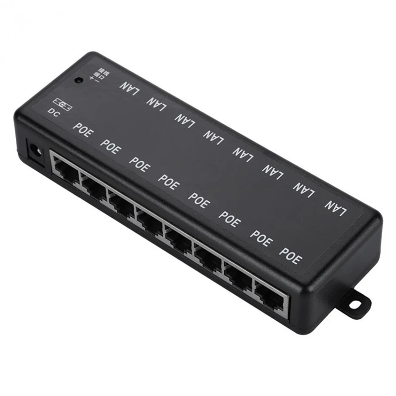 8 Ports POE Injector Power Supply Module Box 12-48V Wireless AP Bridge 8 Interfaces Passive Adapter for POE Camera CCTV Network