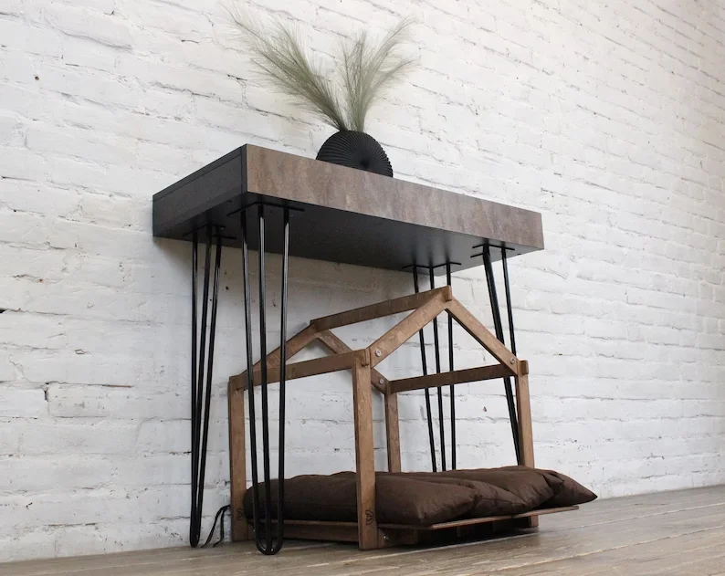 Wooden indoor Dog House Skeleton Fashion Elevated Dog House