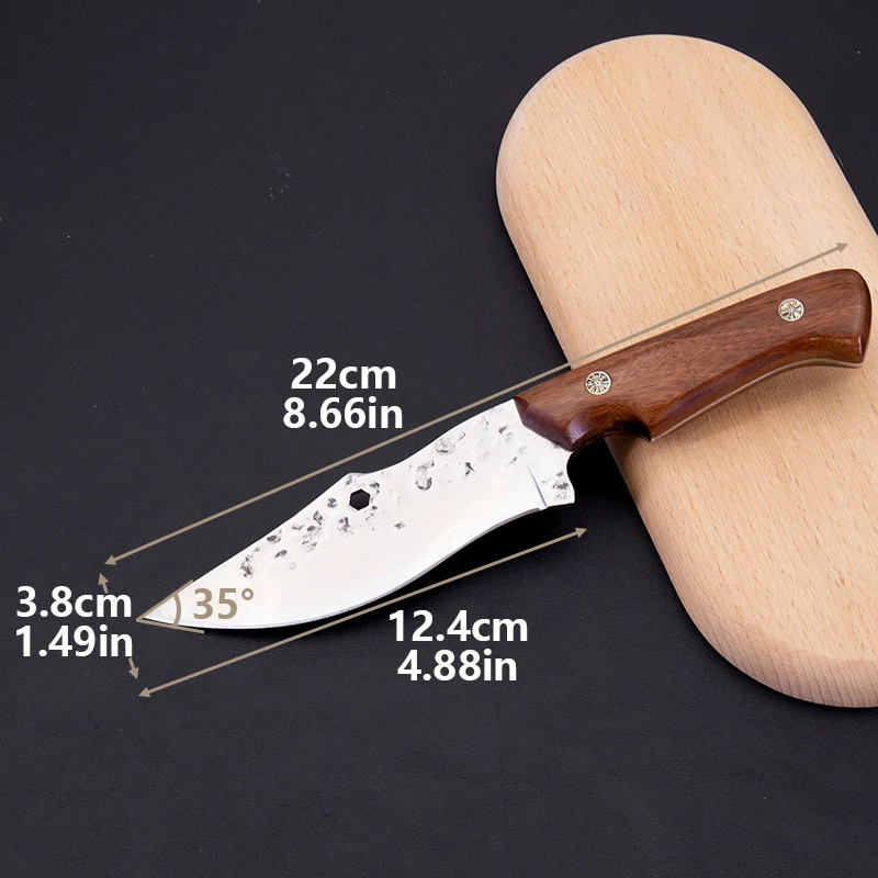 Home kitchen use wood handle cleaver butcher knife sharp stainless steel blade damascus knife with leather sleeve