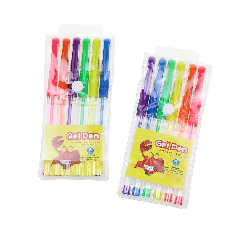 BECOL High Quality Fluorescence Colored Gel Ink Pen Simple Design Neutral Pen 0.7mm Plastic Neon Color Gel Pen Set for School