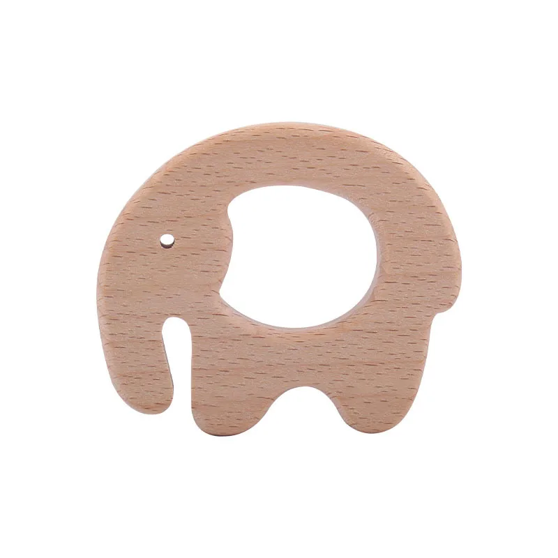Wooden Elephant Animal Shape Animal Teether Jewelry Pendants Baby Toys Teether for Necklace