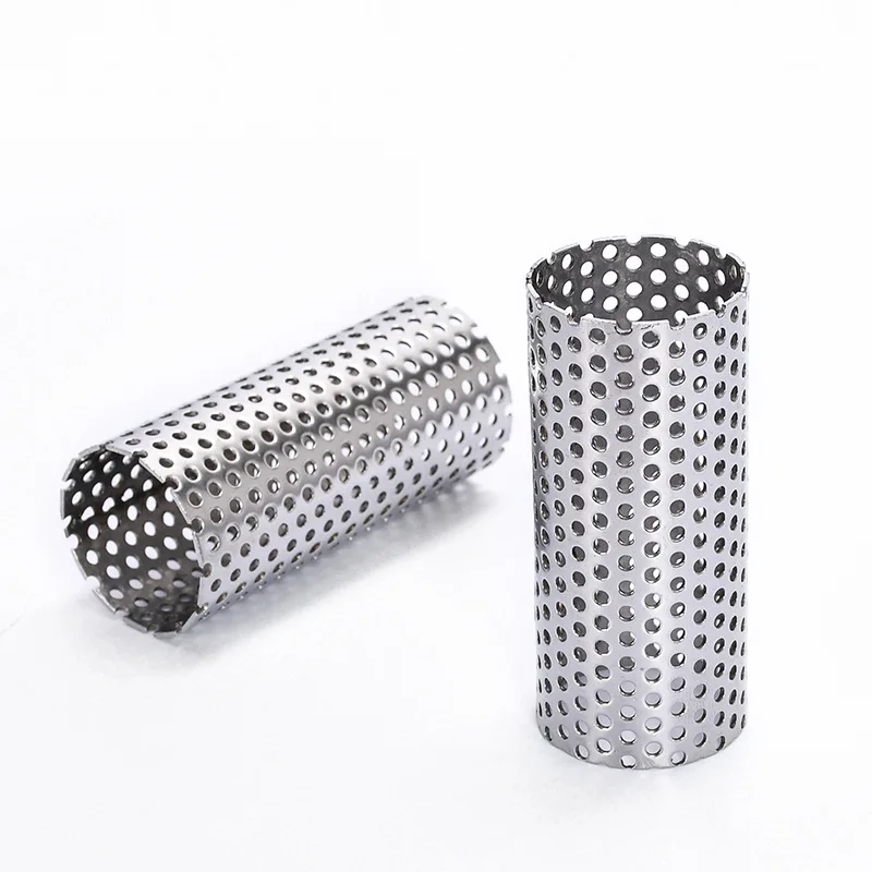 Customized Size 2 3 5 6 8mm Metal Mesh Pipe Exhaust Filter Cylinder 304 316 Stainless Steel Perforated Tube