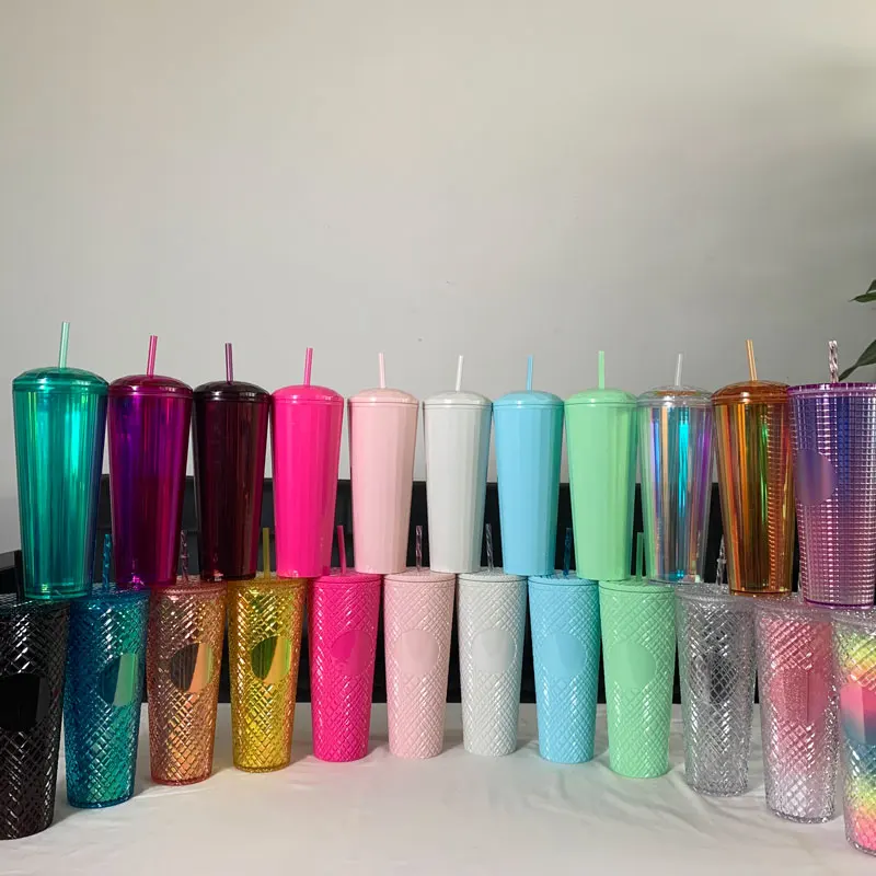 Новинка 2022, кружка с драгоценными камнями 24 унции, кружка с двойными стенками для холодного кофе, кружка с алмазным стержнем, кружка с соломинкой