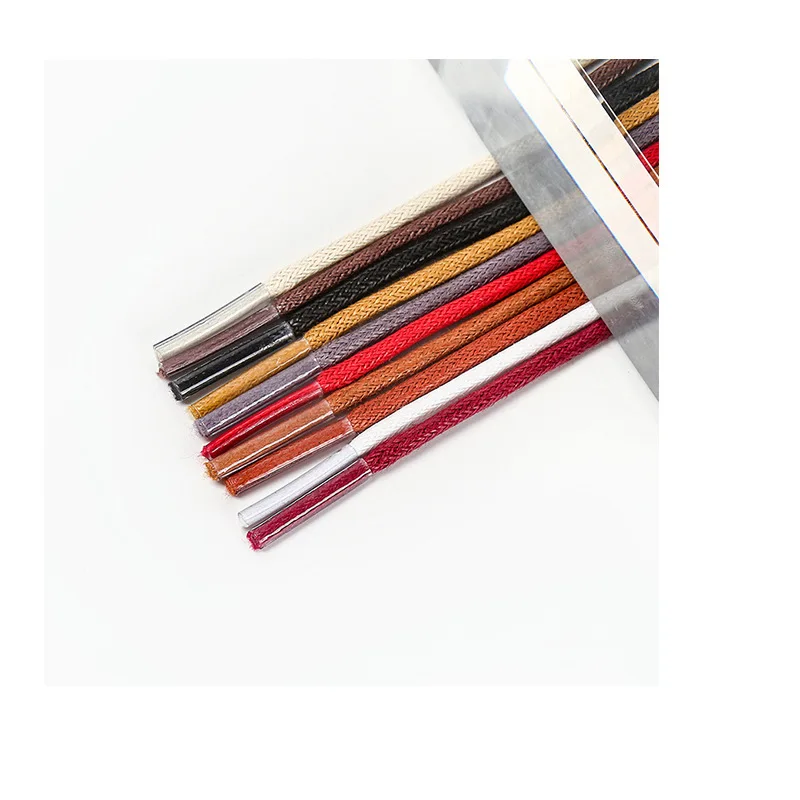 Leather shoes laces quality 3mm width 50-180cm round shoe laces 11 colors rope shoelaces for Leather shoes