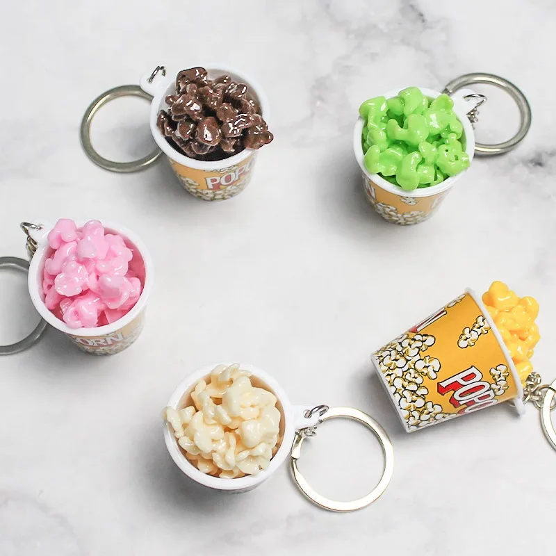 Creative Simulation PVC Fun Food Toy Car Bag Pendant Food Popcorn Bucket Keychain Pendant
