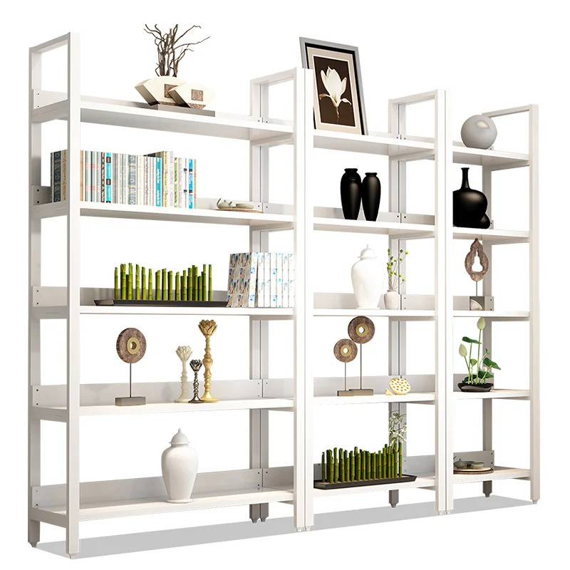 Top quality elegant modern new design home furniture double color Oak Veneer White Shelf Bookshelf from China maker