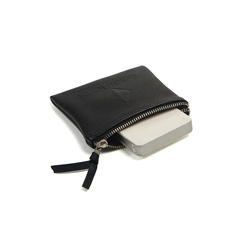 Black Zipper Top PU Leather Pouch Bag for Jewelry Packaging