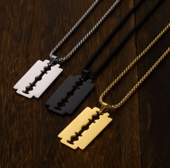 Wholesale Fashion Blade Necklace Meaning Jewelry Silver/18k Gold/Black High Quality for Men