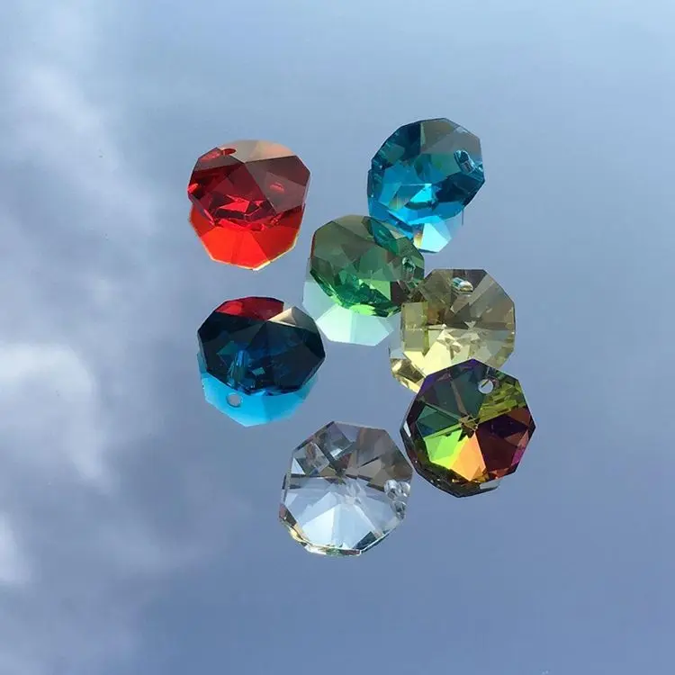 Loose Octagon Single Hole Faceted clear Crystal Glass Beads for Jewelry Making