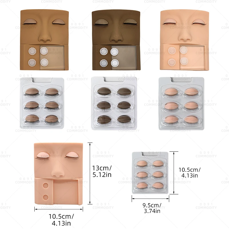 Face Microblading Flat Removable Tattoo Pvc Skin Tool Practice Head Lash Extension Training Model Silicone Eyelash Mannequin
