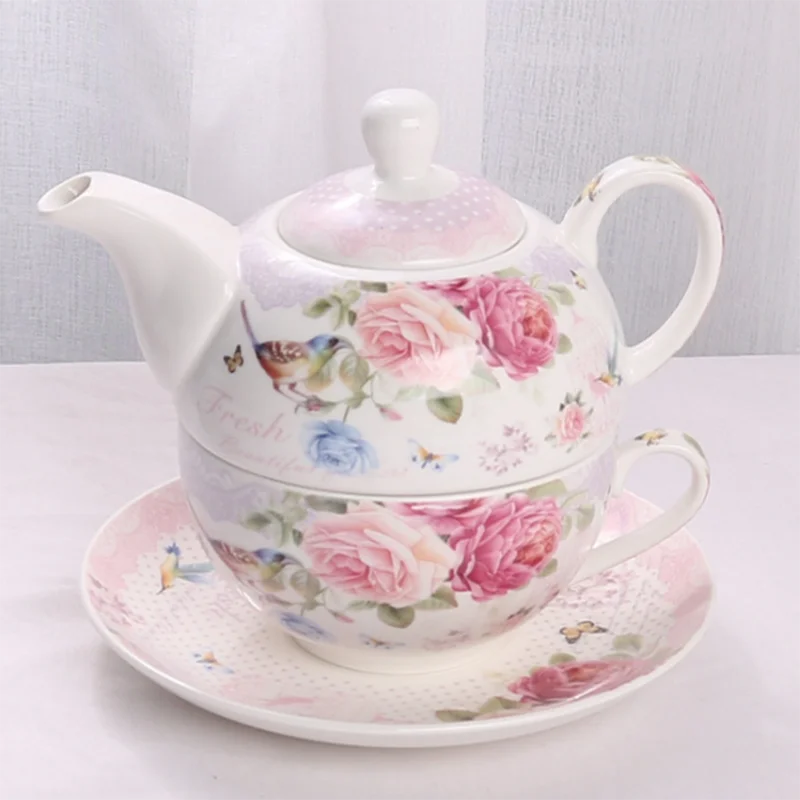 nordic ethiopian porcelain tea coffee set with flower design one person tea pot coffee pot