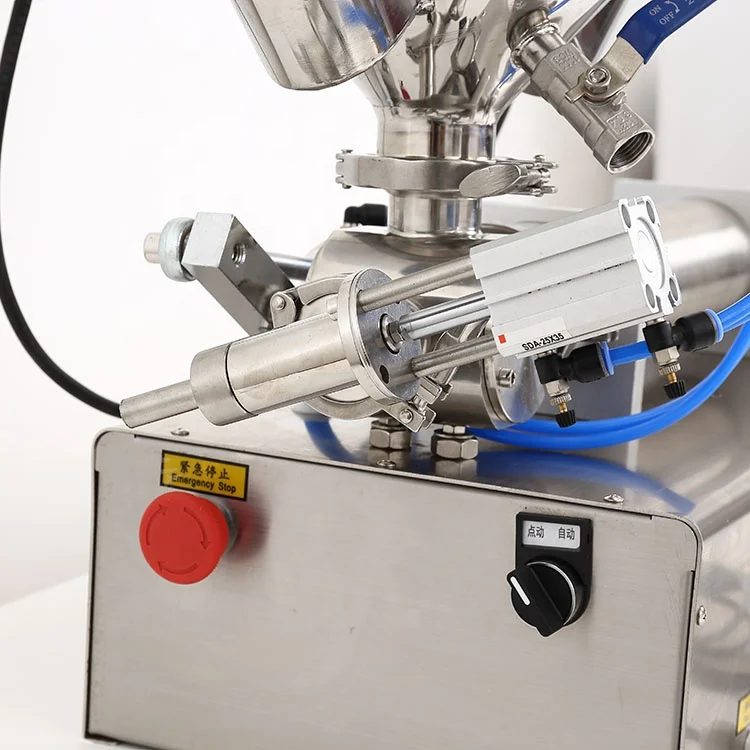 Pneumatic lotion shampoo gel filling body cream sauce jam filler cosmetic honey paste filling machine with heating mixer