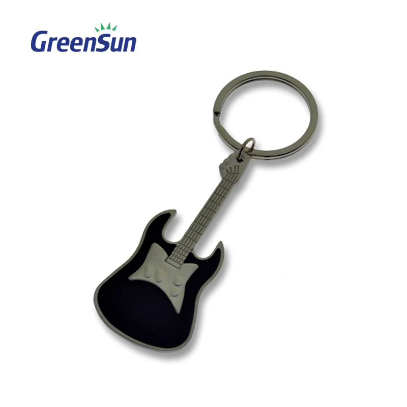 Creative Metal Electric Guitar Silver Mini Keychain Key Chain Key Ring Fashion