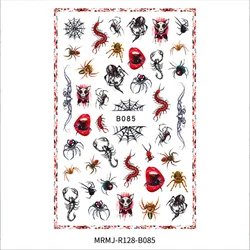 Wholesale 12 Design Halloween Nail Stickers Skull Nail Decals Strap Glue 3D Nail Stickers