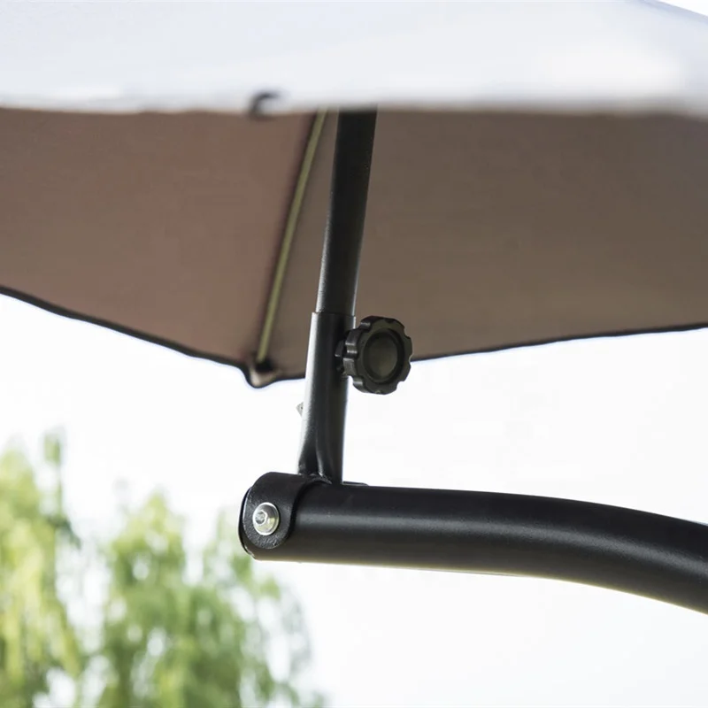 Hanging Curved Chaise Lounge Chair Swing for Backyard indoor outdoor Patio hammock with canopy shade built-in pillow metal frame