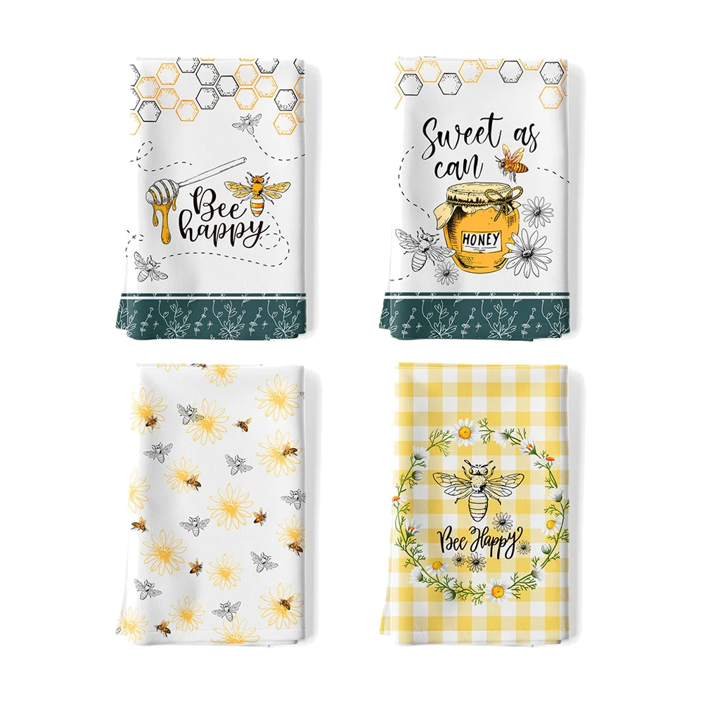 100% Cotton Spring Kitchen Towels Set Floral Printed Dish Towel Boho Tea Towels Multifunctional Stylish Absorbent Quick Dry Soft