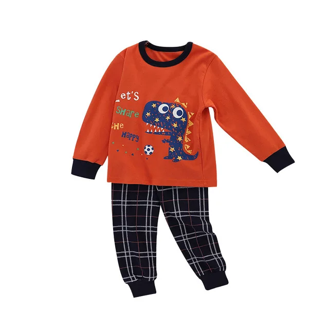 Spring Autumn children 100%cotton long sleeves clothes teen boys girls pajamas 2pcs sets underwear  kids pyjamas nightclothes