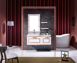 Traditional fretwork decoration Ethnic Fusion design light color bathroom furniture