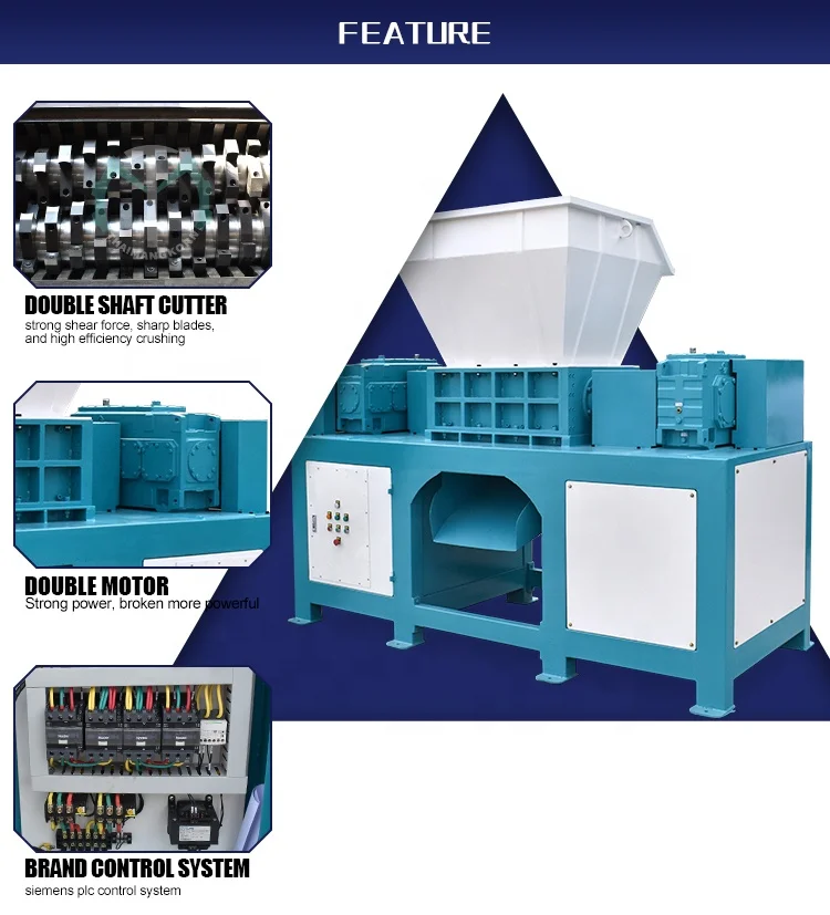High Efficiency Manufacturer Direct Supply Double Shaft Shredder Rubber Crusher Tyre Crusher Machine