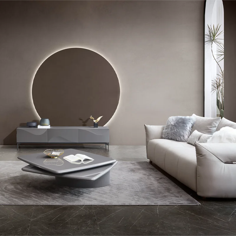 Custom Modern Swivel Coffee Table Living Room Wood Center Coffee Table Paint Luxury Tea Table