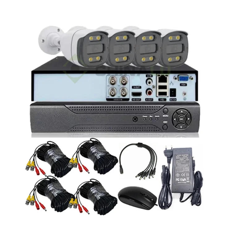 4CH Full HD 1080P Bullet Bnc AHD Kit Starlight Color Night Vision Set Outdoor Indoor Home 4 Camera Security System With Dvr