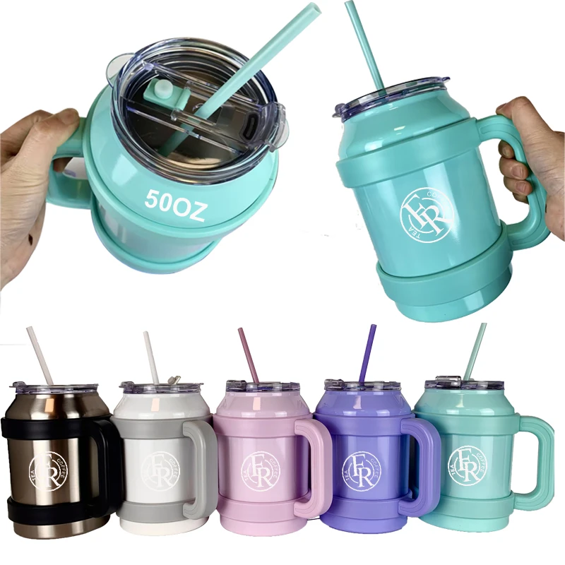 2023 50oz mug with handle  Adventure Quencher Travel mug pitchers with handle and lid big tumbler with customized logo