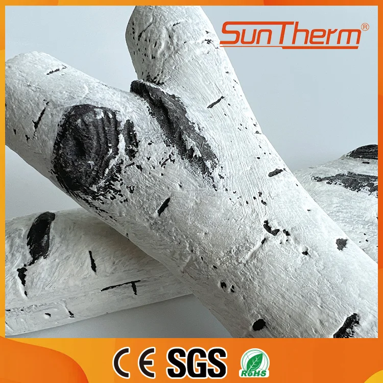12 Pcs Large Withe Birch Logs Gas Fireplace Ceramic Logs Decorative