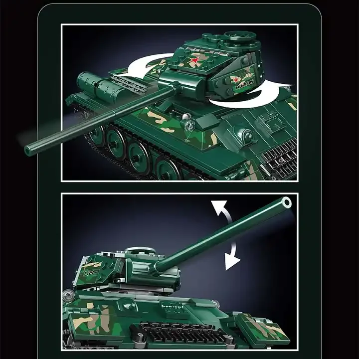 Mould King 20015 Military Motorized Toys Technical APP Remote Control Battle Assembly Model Sets No.T-34 Tank Building Block
