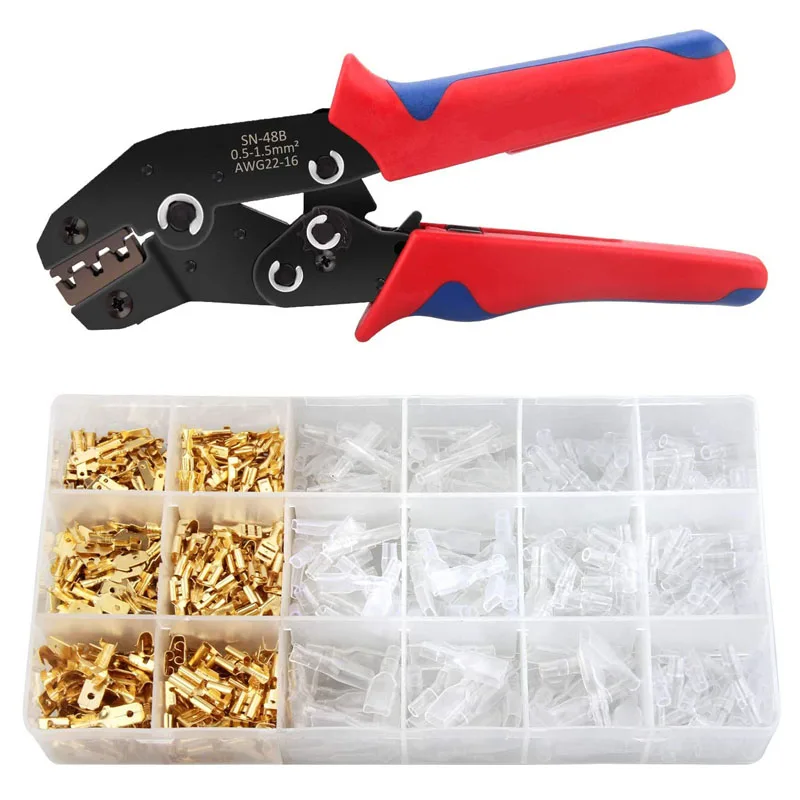 SN-48B Electrical Wire Crimping Pliers Wire Terminal Crimping Tool Kit Tubular Terminal Tools 300PCS Terminals Sets