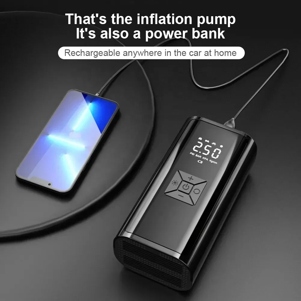 Wireless Style Electric Air Pump 6000mAh 150PSI Digital Screen Tyre Inflator For Car Motorcycle Bicycle Ball