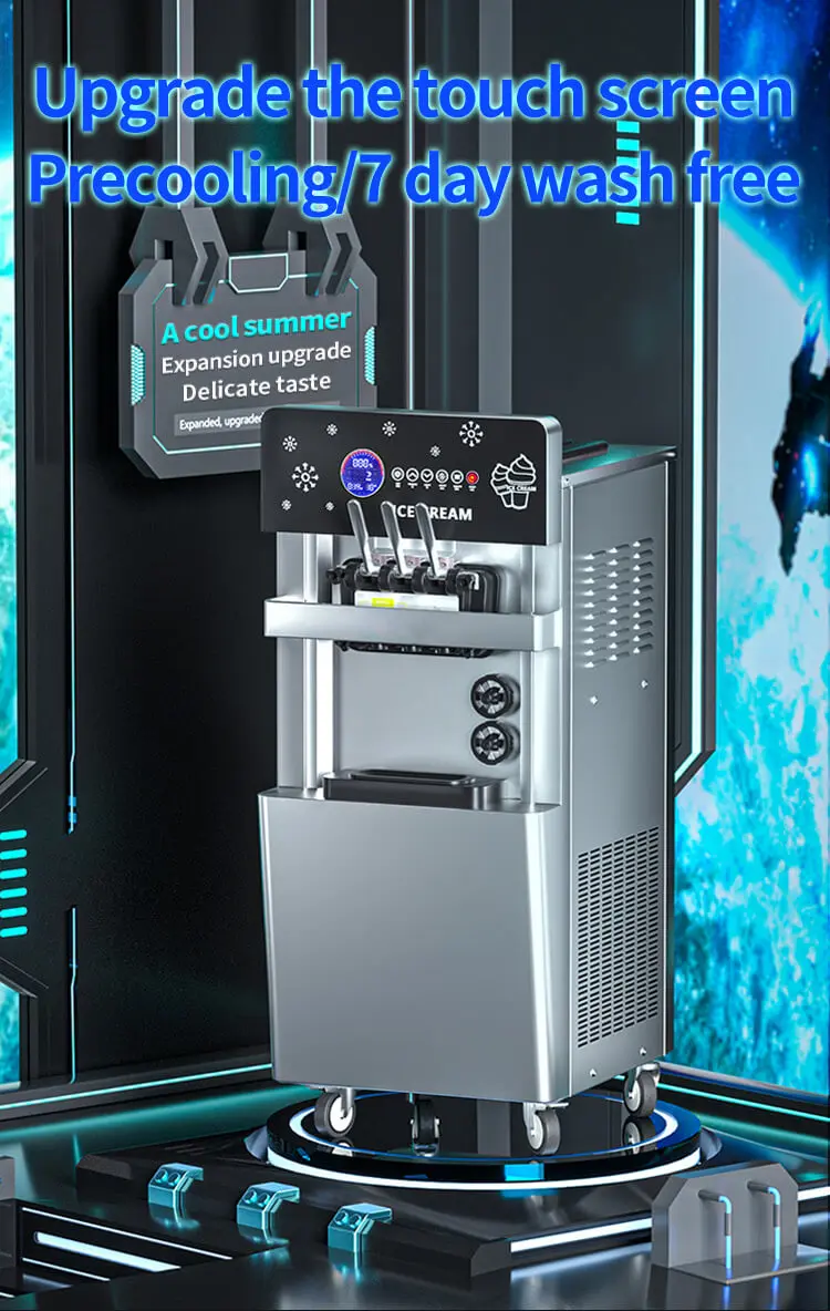 Food cart Ice Cream Machine Economic tabletop Stainless Steel Commercial Automatic Soft Serve Ice Cream Maker Machine