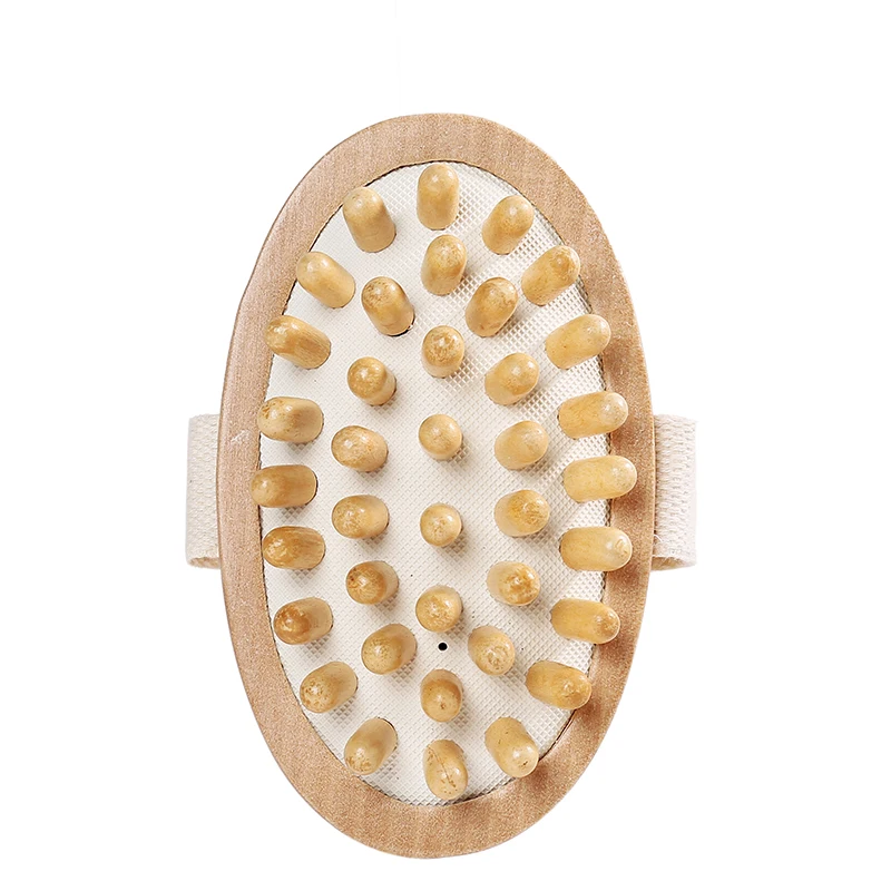 Natural Wood Wooden Hand-held Massage Circulation Body Massager Anti Cellulite Sauna Spa Bath Brush