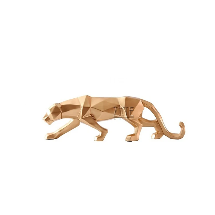 Фигурка животного из стекловолокна в натуральную величину, черная Геометрическая Смола, скульптура Пантеры