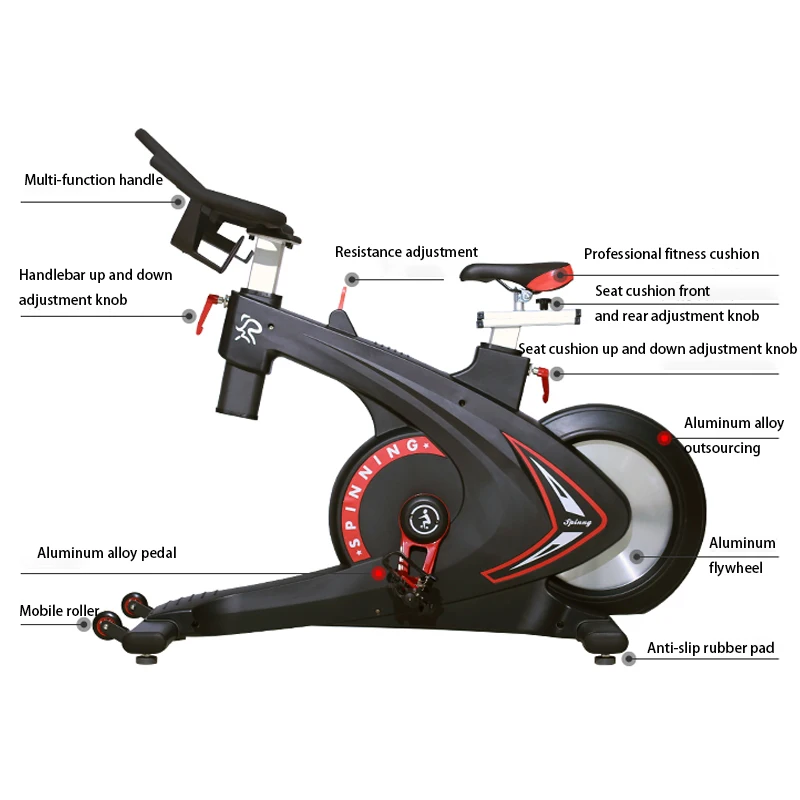 High end indoor commercial gym fitness exercise cycling spinning bicycle super magnetic resistance bike with aluminum flywheel