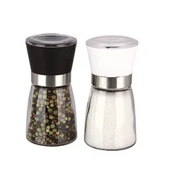 Kitchen Manual ceramic pepper grinder and salt mills with grinder glass jar 160ml