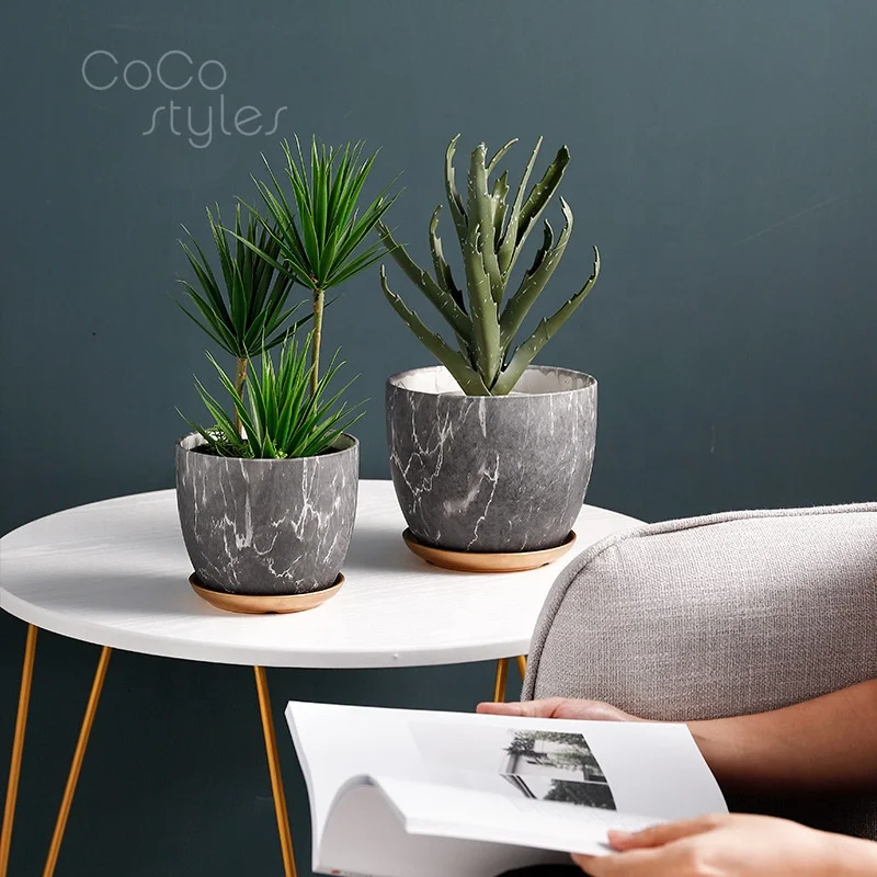 
Cocostyles customized handmade nordic style marble round flowerpot for simple home decor 2019 ins style 