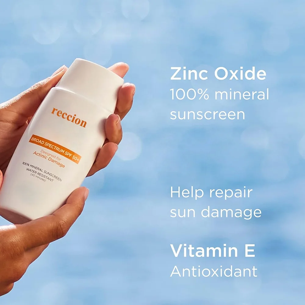 Mineral Sunscreen Zinc Oxide 100% Mineral Sunscreen Broad Spectrum SPF 50+Sun block, No White Cast Suitable for Sensitive Skin